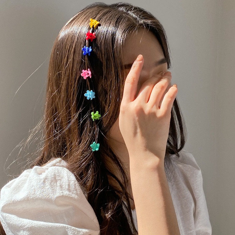 Magic789 1PC Indah Warna-Warni Mickey Bunga Rambut Cakar Klip Untuk Anak-Anak Wanita Perempuan Lucu Bintang Hati Rambut Mengepang Rambut Pin All-match Aksesoris Rambut