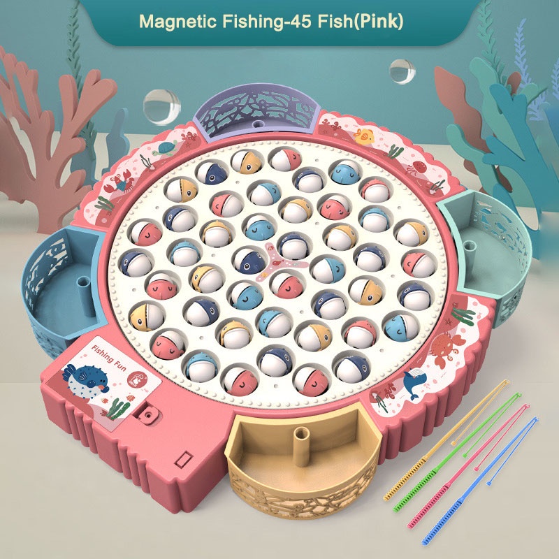 Mainan Memancing Magnetik Berputar Elektrik Anak Multifungsi Musik Rotating Fishing Plate Mainan Bermain Game Air Untuk Hadiah Anak