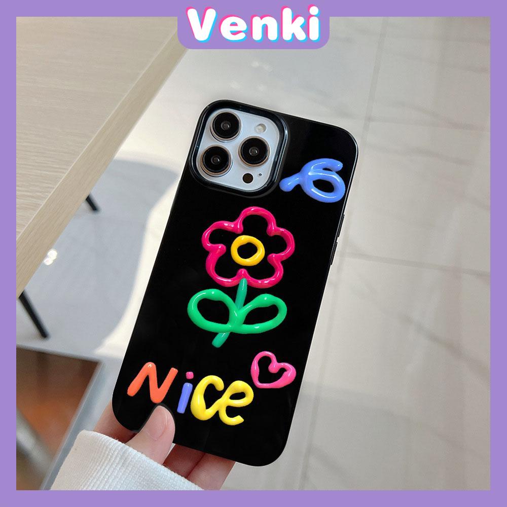 iPhone Case Soft TPU Glossy Black Candy Case Cute Colorful Flowers Camera Protection Shockproof For iPhone 14 13 12 11 Pro Max 7 8 Plus X XR