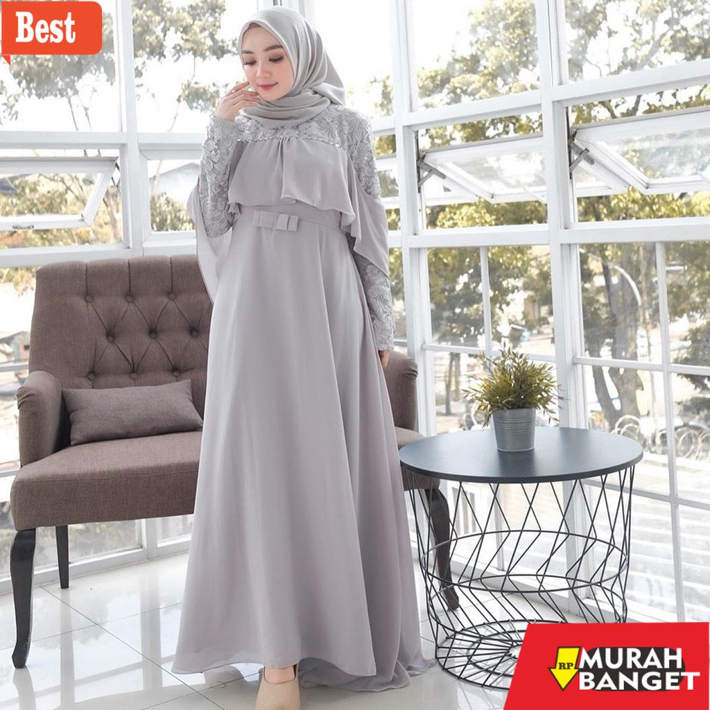 GAMIS RAMADHAN TERBARU UNTUK WANITA- COD ⭐️ Sisi Dress Maxy Brukat Mutiara Import Modern Ld 102 Fit 