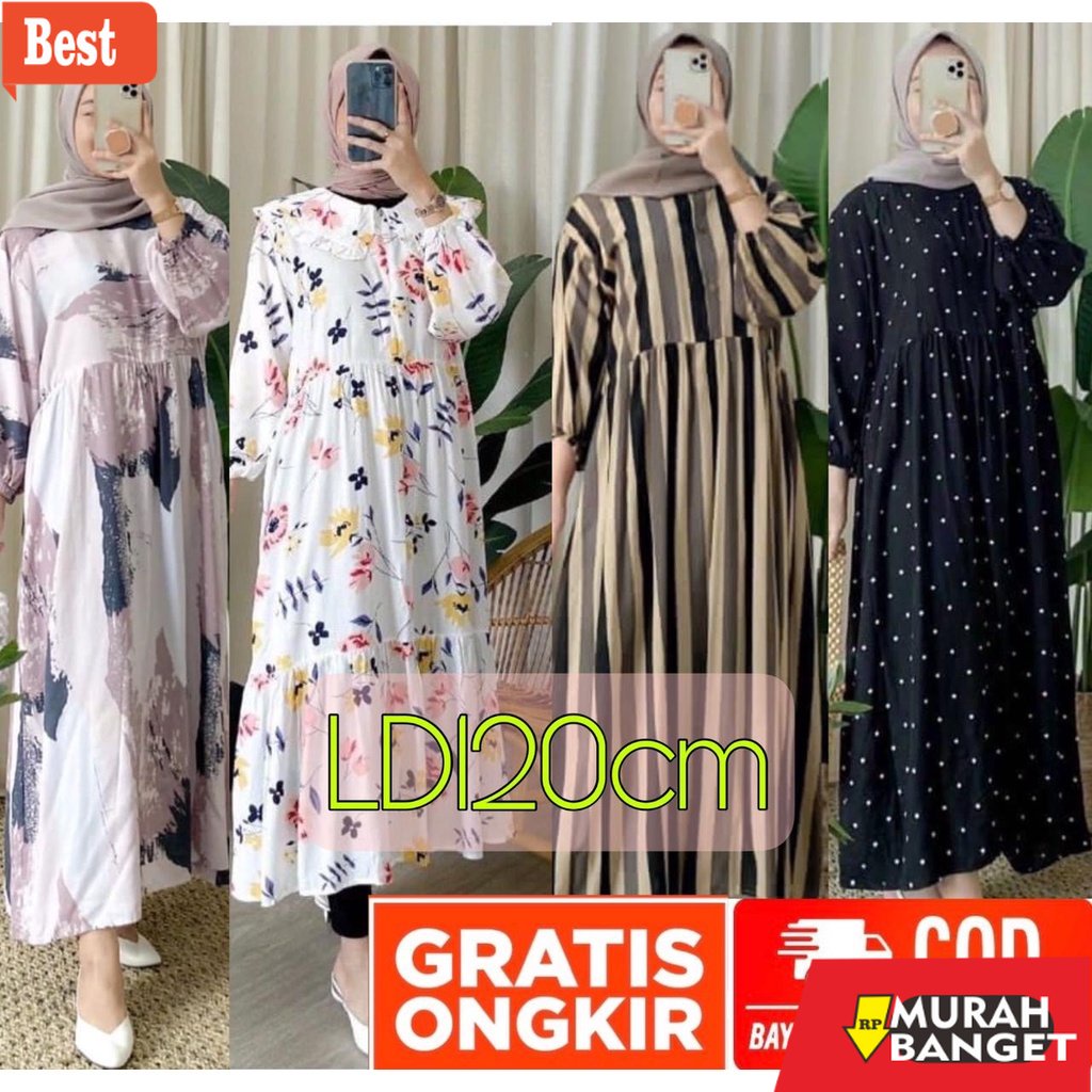 tren buat lebaran terbaru- Midi dress/ midi dress rayon/ midi dress jumbo/ midi dress muslim / Dress