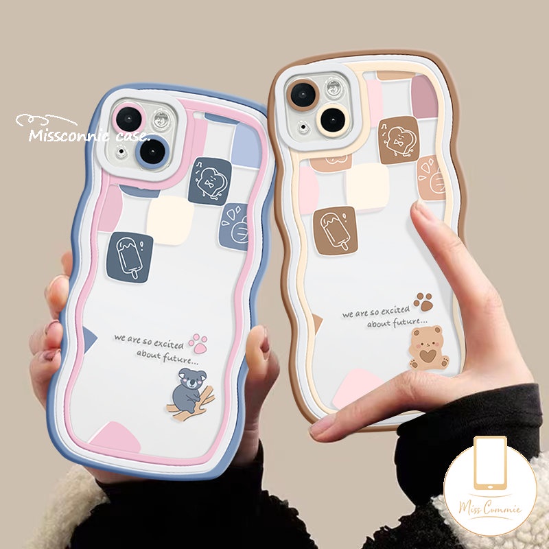 Casing Redmi 10A 10C 12C A1+9T 10a1 9 9A 9C NFC Redmi Note11 8 9s 11s 10s 9 10 11Pro 10Pro Max POCO M3 X3 NFC Pro Mi 11T Pro Soft Wavy Edge Kartun Beruang Lucu Kotak-Kotak Couple Case/Sarung Couple/Sarung Couple/Sarung Couple/Sarung Couple