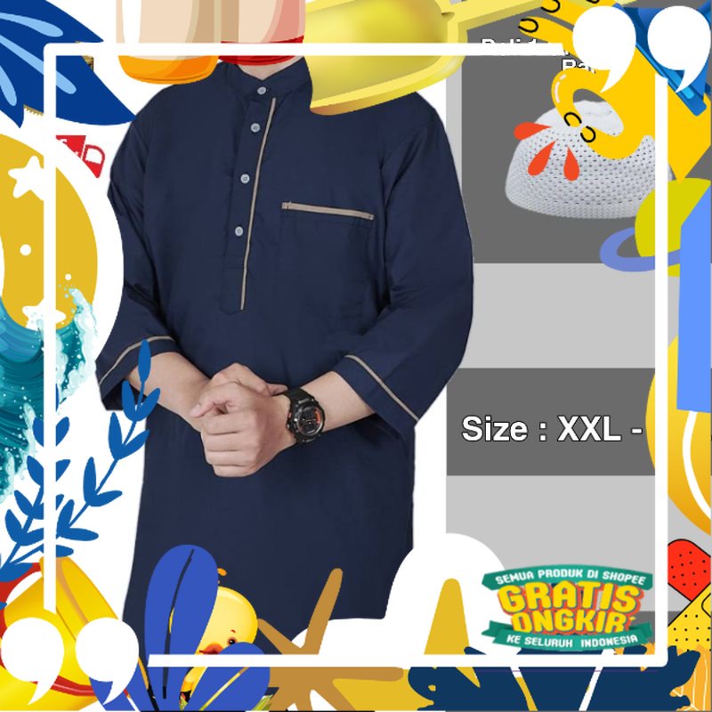Baju Koko Kurta Muslim Pakistan Pria Dewasa Jumbo Big Size Qomishu/ Pink Coklat Maron khaki ungu