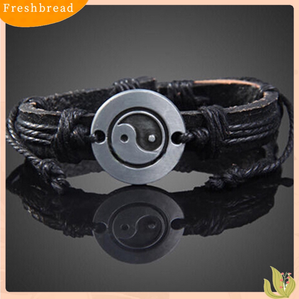 &lt; Freshbread &gt; Unisex Eight Diagram Faux Leather Rope Weave Charm Infinity Multilayer Gelang Untuk Pesta