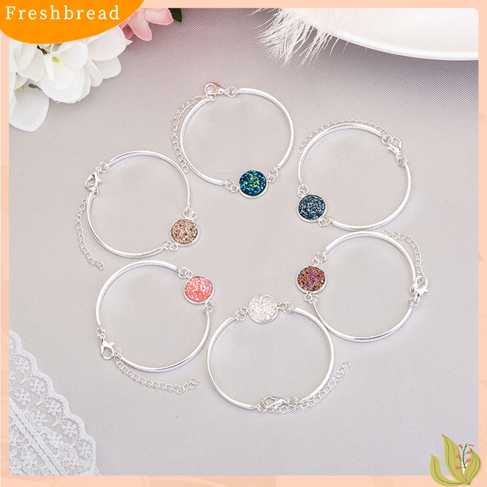 &lt; Freshbread &gt; Fashion Gelang Batu Geode Alami Perhiasan Berlian Imitasi Pave Wanita Gelang Hadiah