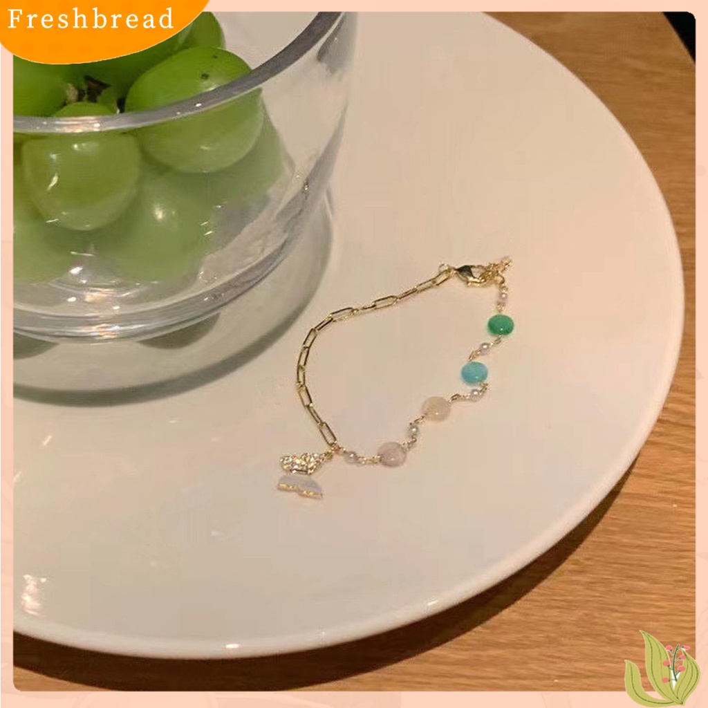 &lt; Freshbread &gt; Wanita Gelang Manik-Manik Warna-Warni Link Rantai Temperamen Elegan Kupu-Kupu Liontin Wanita Gelang Fashion Perhiasan