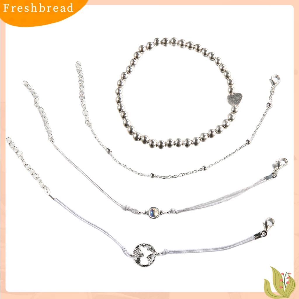 &lt; Freshbread &gt; 4Pcs/Set Gelang Fashion Berbentuk Hati Kelezatan Ramah Kulit Pesona Bangle Boho Perhiasan Untuk Pakaian Sehari-Hari