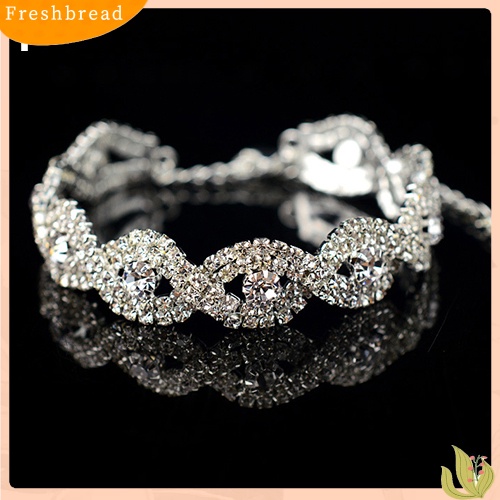 &lt; Freshbread &gt; Wanita Mewah Spiral Berlian Imitasi Bangle Pesta Pernikahan Gelang Perhiasan Hadiah