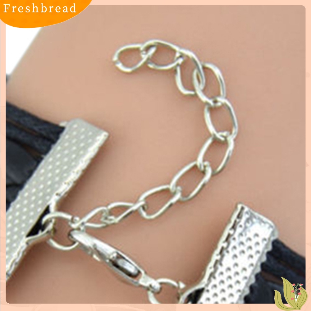 &lt; Freshbread &gt; Wanita Retro Serigala Kepala Pesona Tak Terbatas Dikepang Kulit Imitasi Gelang Tali Lilin