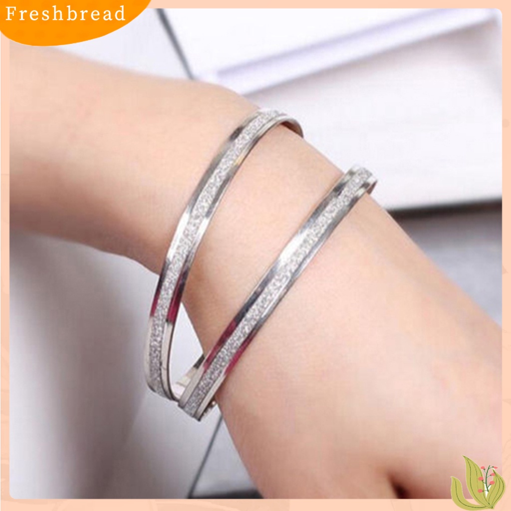 &lt; Freshbread &gt; Bangle Exquisite Fadeless Wanita Sederhana Tengah Frosted Lingkaran Gelang Untuk Pesta Pacaran