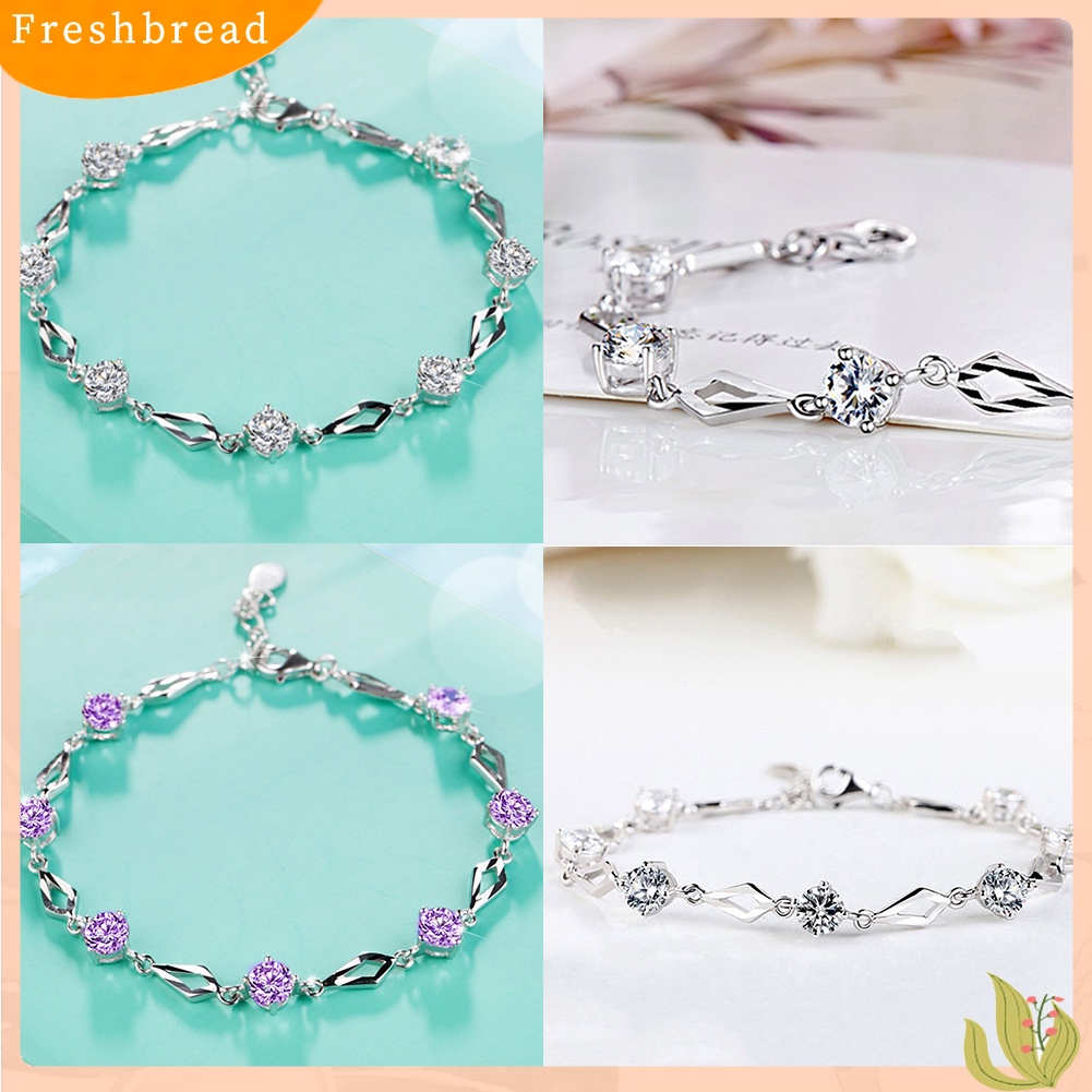 &lt; Freshbread &gt; Wanita Fashion Berlian Imitasi Mengkilap Gelang Bangle Statement Jewelry Hadiah Pesta