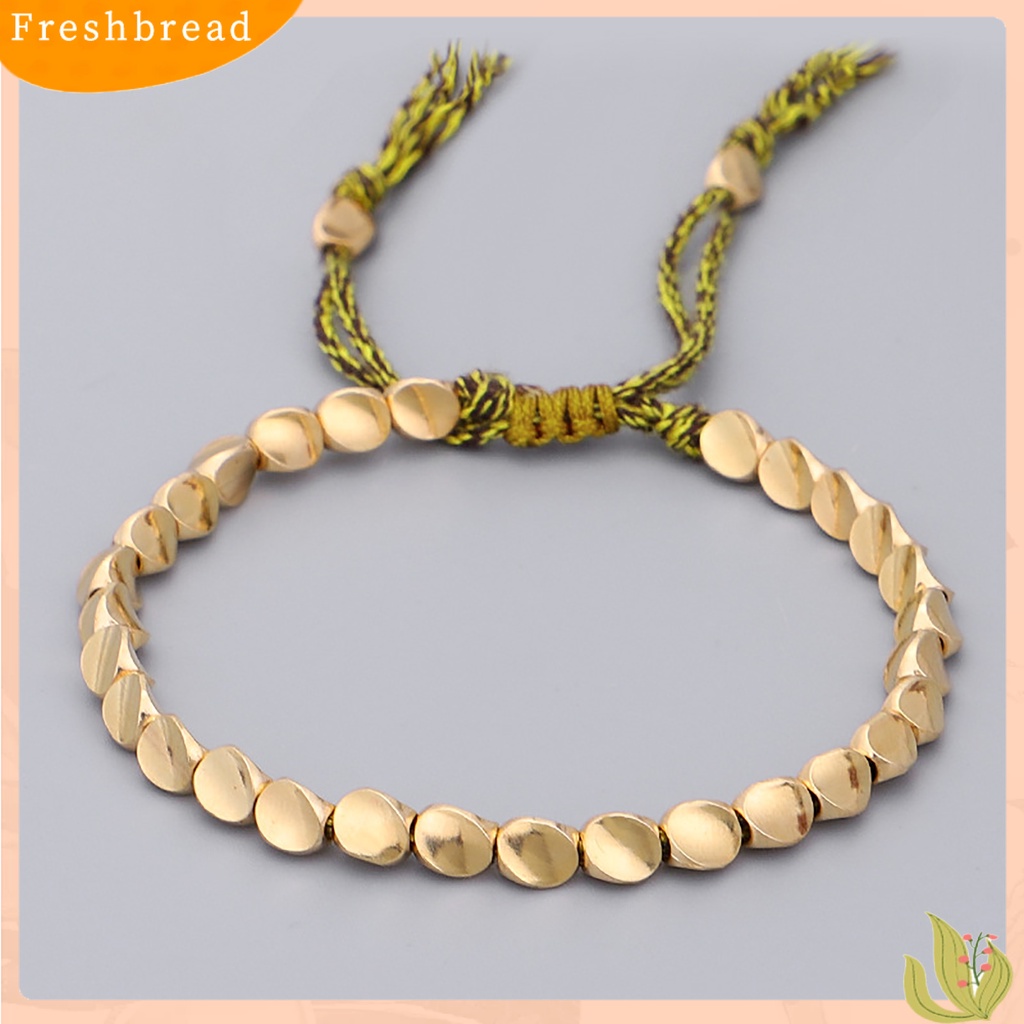 &lt; Freshbread &gt; Unisex Handmade Braided Copper Beads Serut Tali Keberuntungan String Rantai Gelang