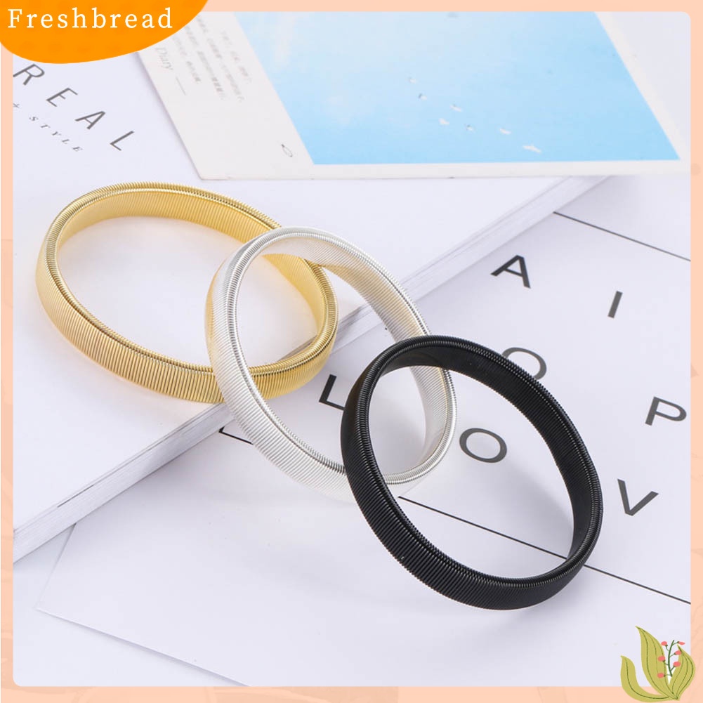 &lt; Freshbread &gt; Sederhana Pria Musim Semi Manset Bartender Bangle Elastis Gelang Cincin Logam Gelang