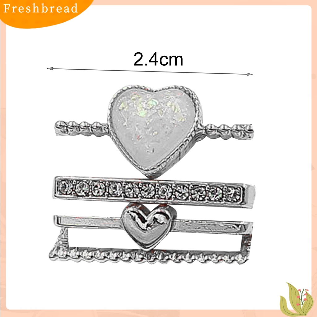 &lt; Freshbread &gt; 4Pcs Watch Band Dekorasi Rings Pesona Logam Berlian Imitasi Mengkilap Hias Berkilau Geometris Hadiah Valentine Bentuk Hati Silikon Watch Strap Bracelets