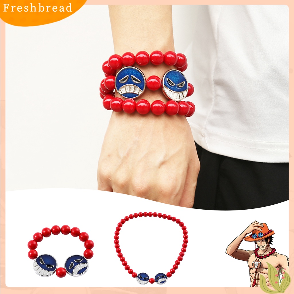 &lt; Freshbread &gt; Pria Gelang Senyum Menangis Wajah Pesona Manik-Manik Merah Elastis Keren Kepribadian Hadiah Adjustable Karakter Anime Cosplay Kalung Aksesoris Pakaian