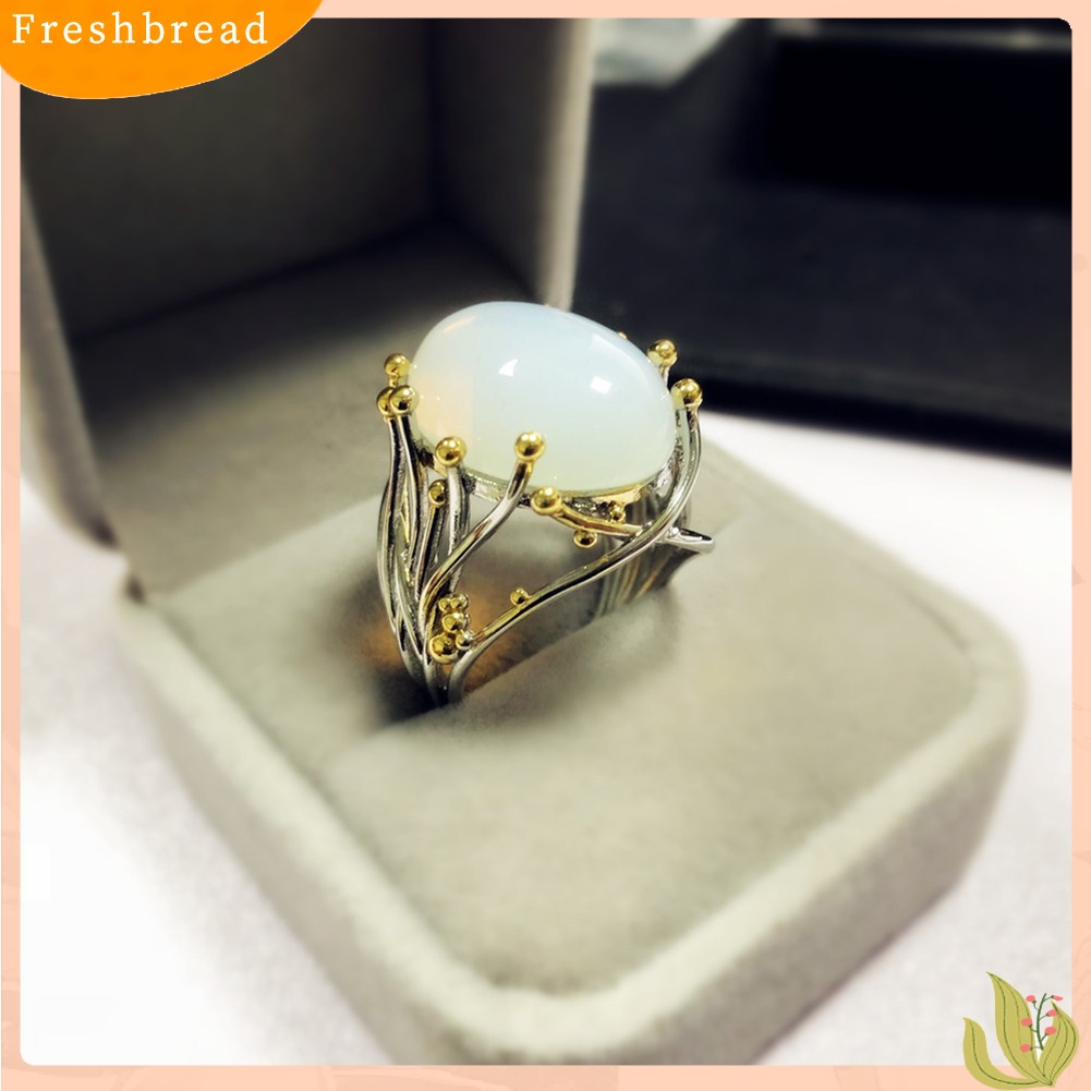 &lt; Freshbread &gt; Pernikahan Pertunangan Vintage Wanita Dual Color Oval Faux Topaz Jari Cincin Perhiasan