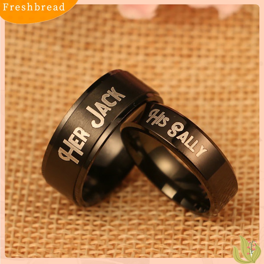 &lt; Freshbread &gt; His Sally Her Jack Titanium Steel Romantis Senada Pasangan Cincin Pecinta Hadiah