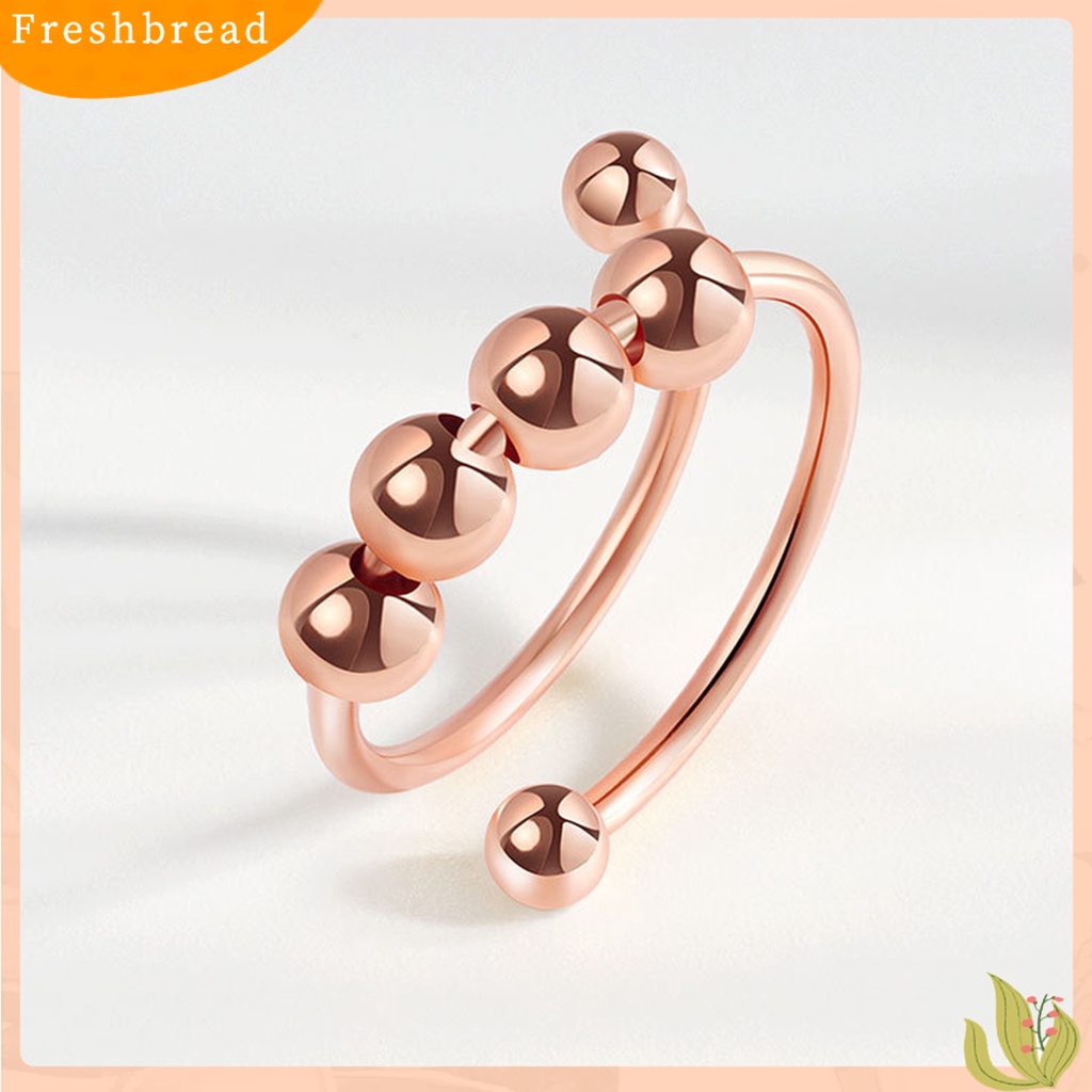 < Freshbread > Pembukaan Yang Dapat Disesuaikan Cincin Unisex Tembaga Pereda Stres Geometris Manik-Manik Cincin Perhiasan Aksesori
