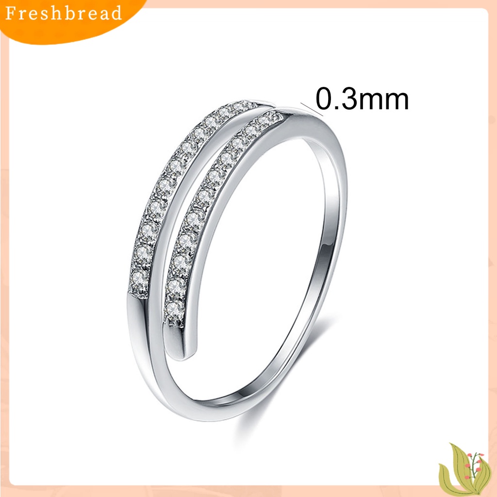 &lt; Freshbread &gt; Opening Ring Adjustable Simple Cincin Wanita Cubic Zirconia Bukaan Perak925 Untuk Tanggal