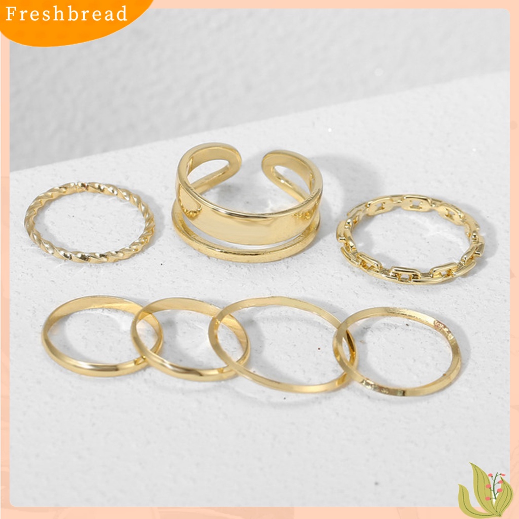 < Freshbread > 7pcs/Set Cincin Jari Lady Rantai Indah Sederhana Set Cincin Buku Jari Halus Untuk Hadiah