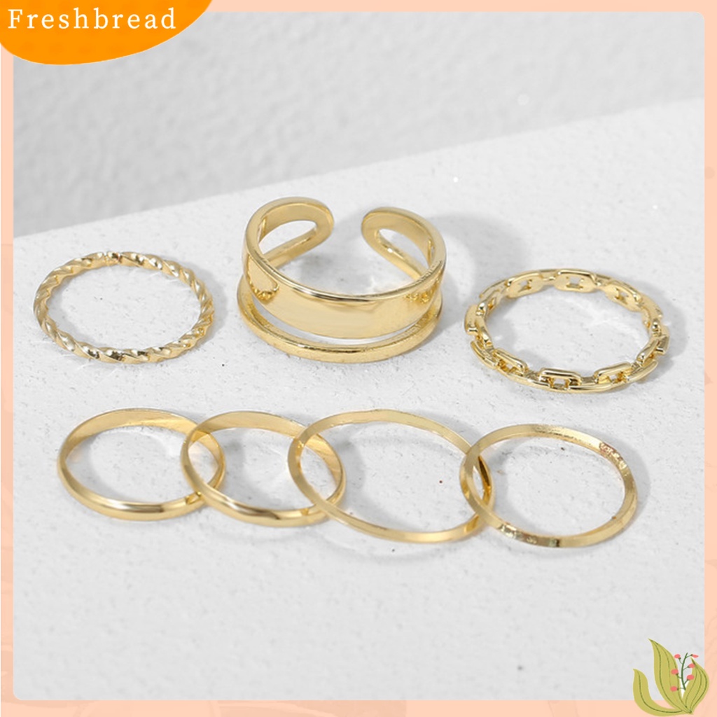 &lt; Freshbread &gt; 7pcs/Set Cincin Jari Lady Rantai Indah Sederhana Set Cincin Buku Jari Halus Untuk Hadiah