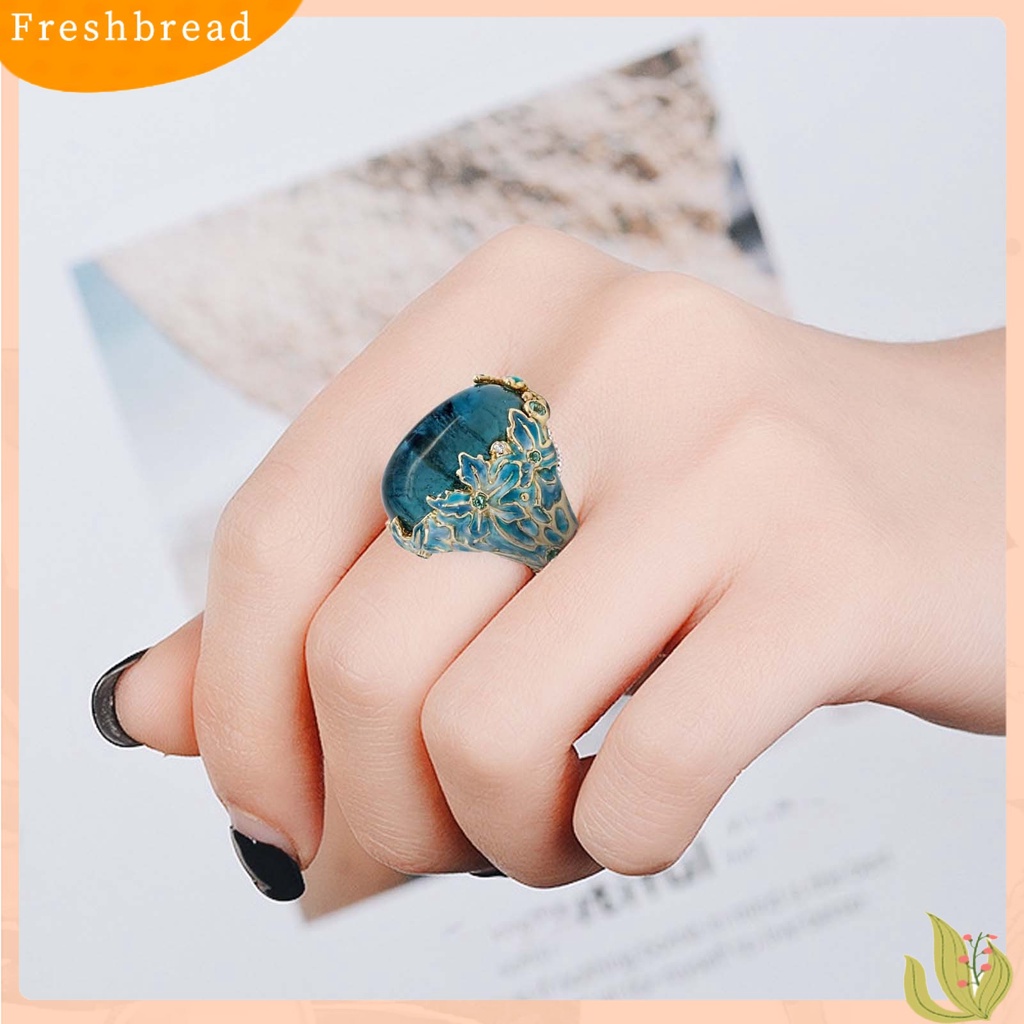 &lt; Freshbread &gt; Cincin Hias Eye-catching Anti-Cacat Retro Elegan Bunga Elemen Lady Ring Untuk Kehidupan Sehari-Hari