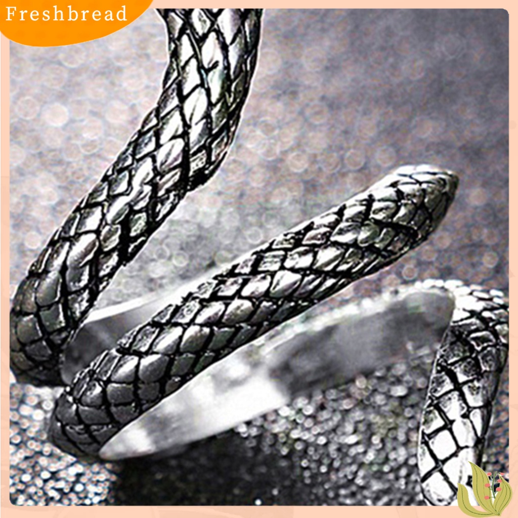 &lt; Freshbread &gt; Cincin Jari Bentuk Ular Perhiasan Hadiah Alloy Punk Cobra Bentuk Ular Ring Untuk Pesta