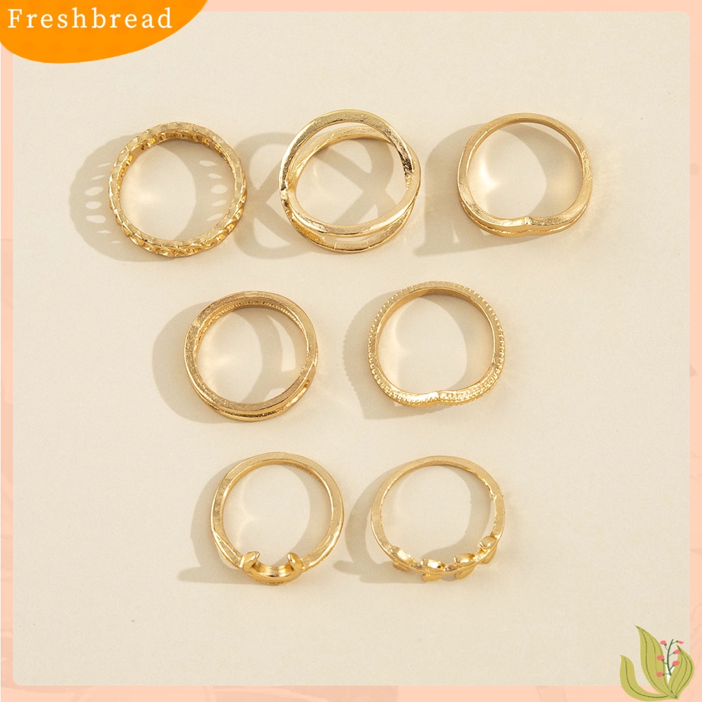 &lt; Freshbread &gt; 7pcs/Set Lady Finger Ring Indah Vintage Warna Solid Individu Perempuan Cincin Set Untuk Hadiah