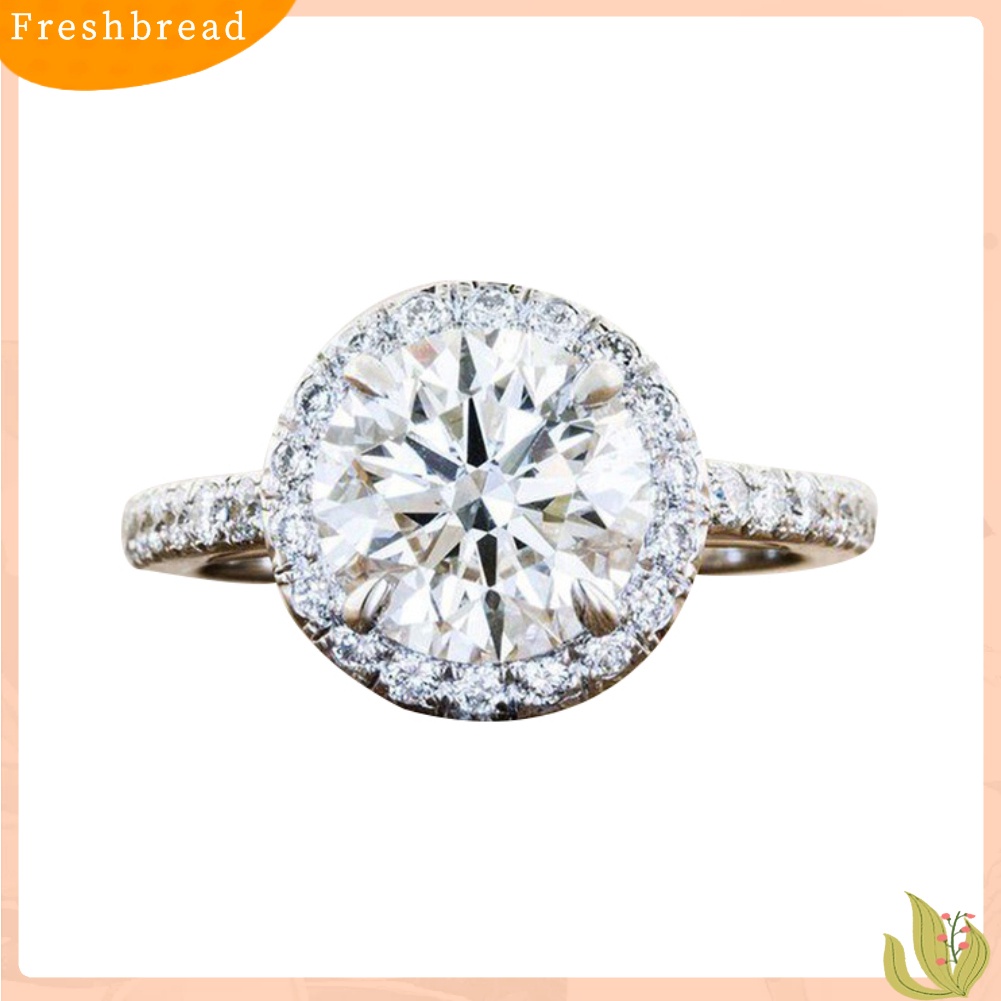 &lt; Freshbread &gt; Fashion Wanita Bulat Berlian Imitasi Jari Cincin Pernikahan Pertunangan Pesta Perhiasan