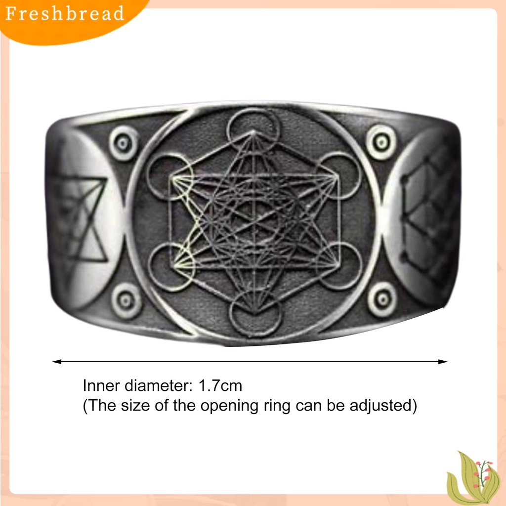 &lt; Freshbread &gt; Pola Hexagram Vintage Unisex Cincin Alloy Pembukaan Yang Dapat Disesuaikan Punk Jari Cincin Perhiasan Aksesori