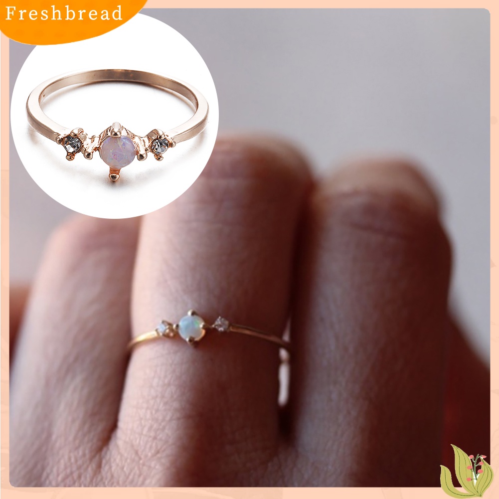 &lt; Freshbread &gt; Elegan Bertatahkan Faux Opal Gemstone Jari Cincin Pernikahan Pertunangan Wanita Perhiasan