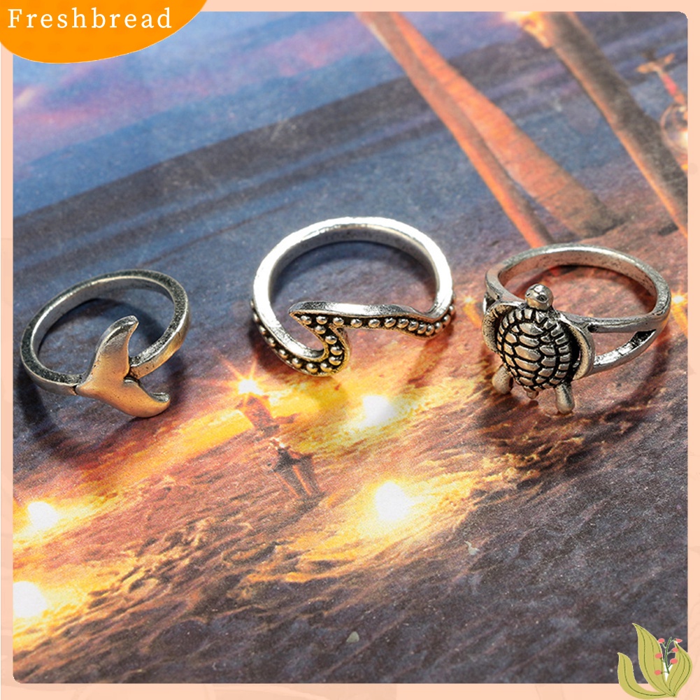 &lt; Freshbread &gt; 8Pcs/Set Wanita Fashion Boho Turtle Knuckle Ring Charming Gift Set Susun