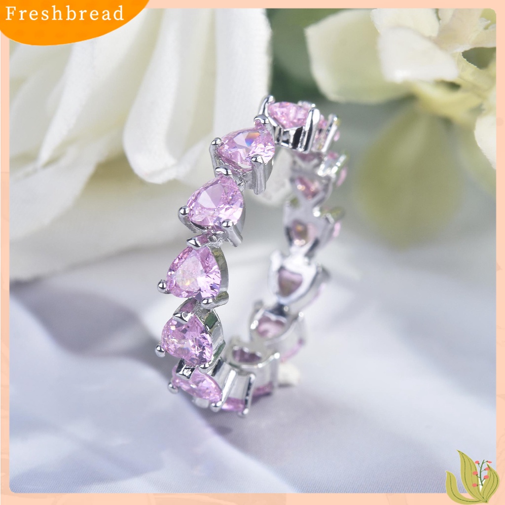 &lt; Freshbread &gt; Cincin Jari Bentuk Hati Berlian Imitasi Wanita Adjustable Pengerjaan Halus Ring Untuk Pacaran