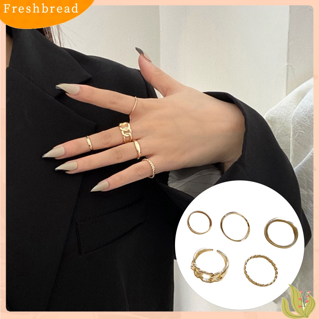 &lt; Freshbread &gt; 5pcs Cincin Jari Set Cincin Jari Anti Alergi Wearable Alloy Vintage Untuk Hadiah