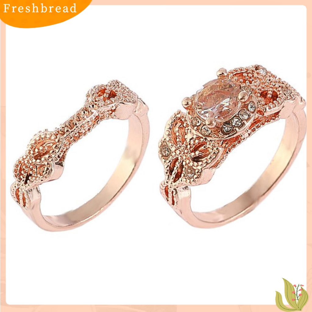 &lt; Freshbread &gt; 1set Cincin Lady Hias Berlian Imitasi Vintage Alloy Bulat Wanita Circlet Untuk Lamaran