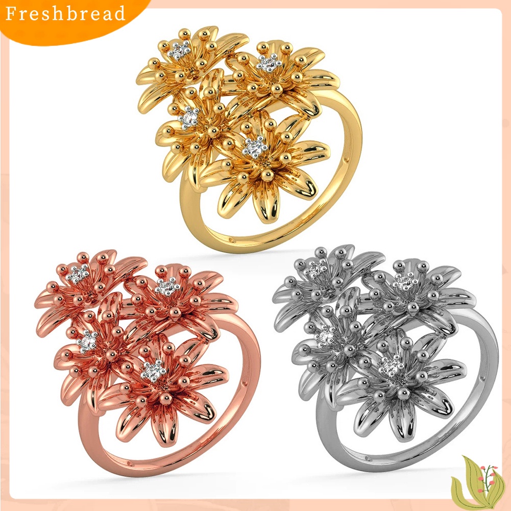 &lt; Freshbread &gt; Wanita Fashion Bunga Jari Cincin Pernikahan Pertunangan Perhiasan Hadiah Hari Kasih Sayang