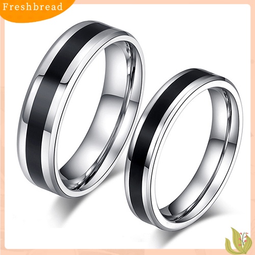 &lt; Freshbread &gt; Cincin Band Hitam Pria Wanita Titanium Anti Karat Fashion Perhiasan Hadiah Kekasih