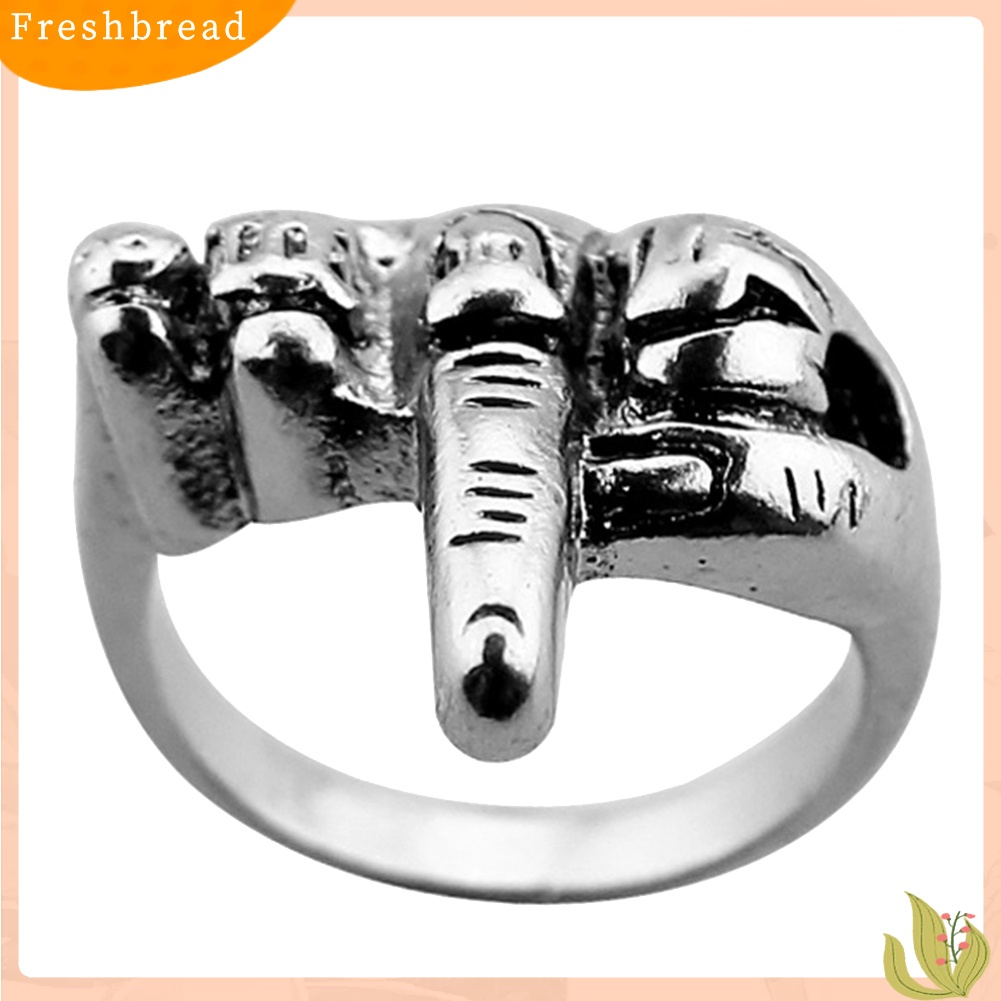 &lt; Freshbread &gt; Lucu Gothic Punk Biker Pengendara Motor Pria Jari Tengah Up Logam Cincin Perhiasan