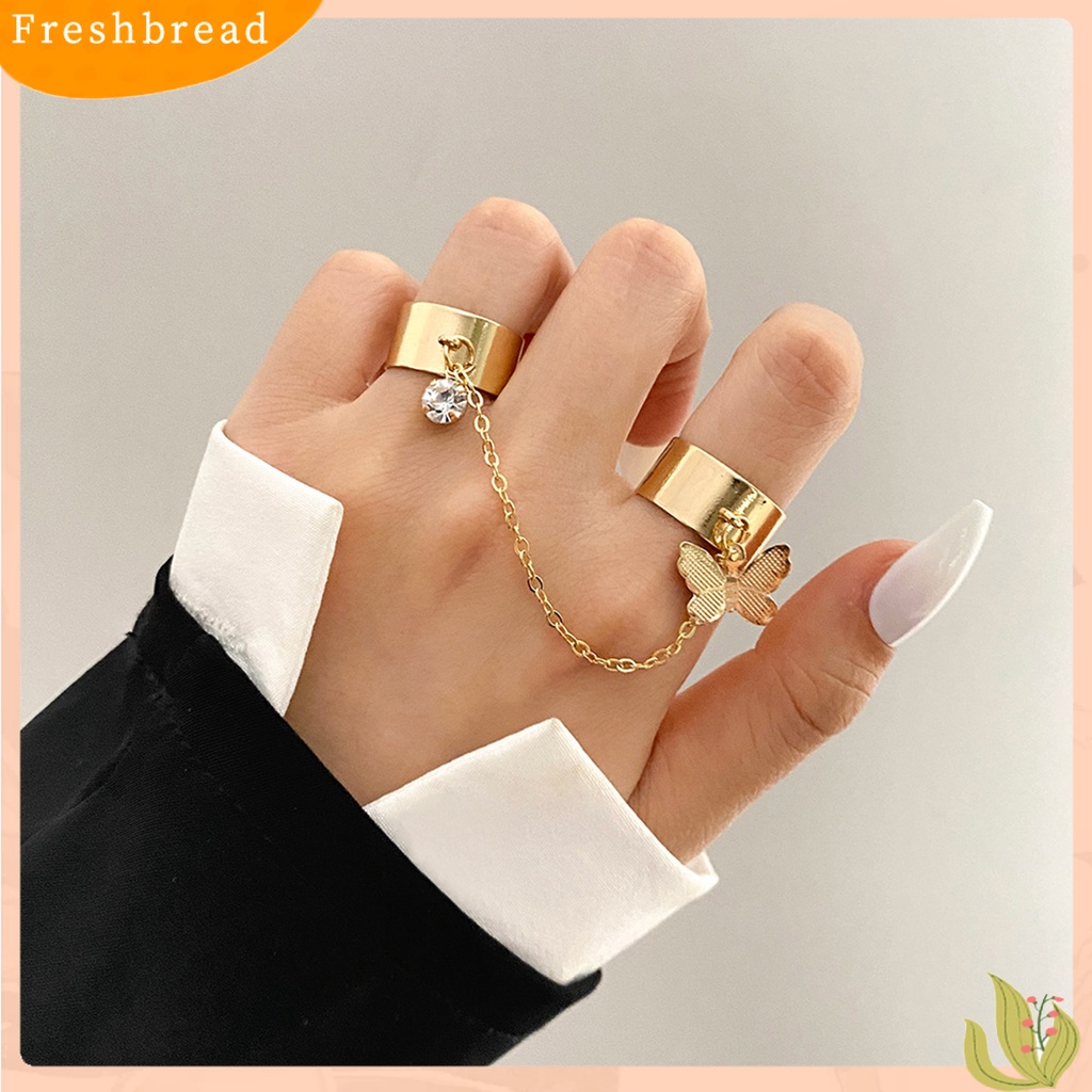 &lt; Freshbread &gt; 1set Cincin Jari Terintegrasi Artistik Paduan Rantai Desain Cincin Set Perhiasan Aksesoris