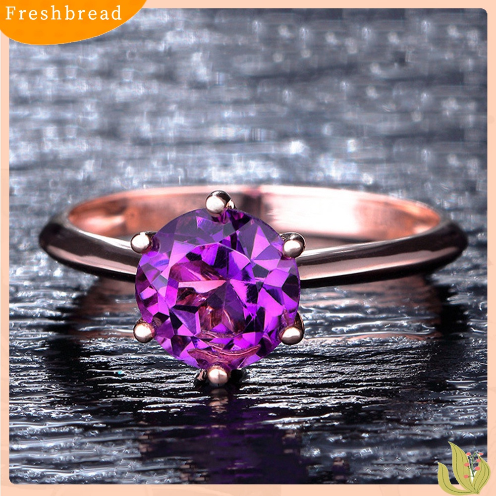 &lt; Freshbread &gt; Wanita Faux Amethyst Ruby Bertatahkan Jari Cincin Pernikahan Pertunangan Perhiasan Hadiah