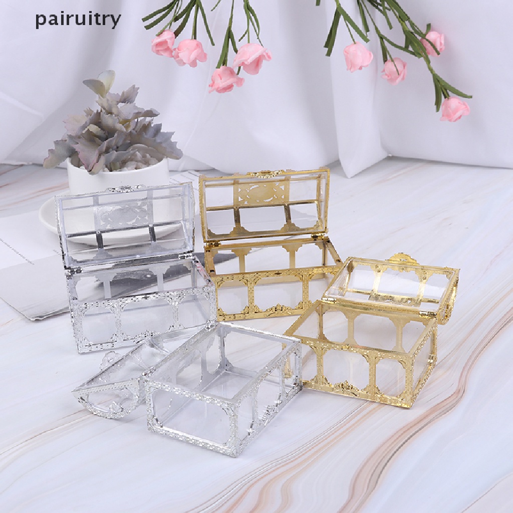 Prt 1PC Portable Candy Hollow Gold Silver Treasure Chest Case Organizer Kotak Penyimpanan PRT