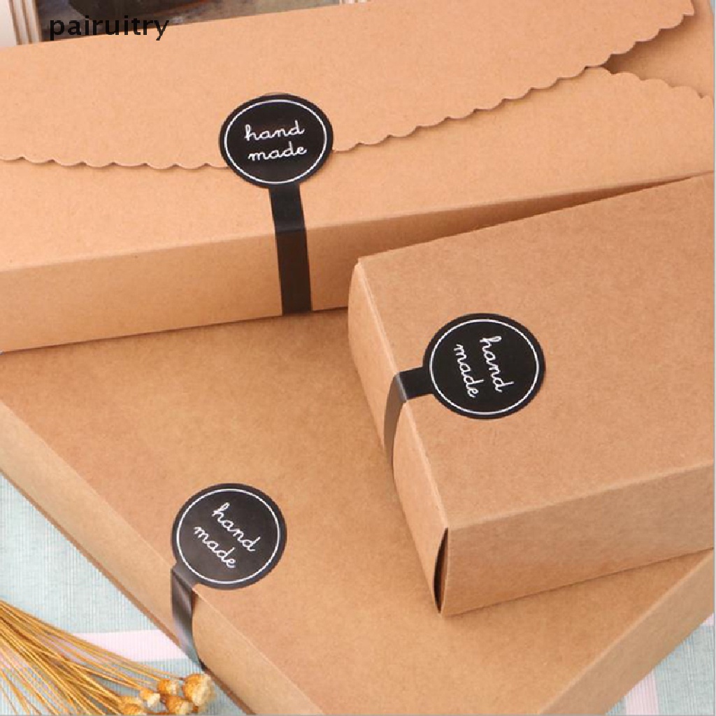 Prt 100PCS Perekat Model Panjang Handmade Kemasan Kue Sealing Label Kraft Stiker PRT