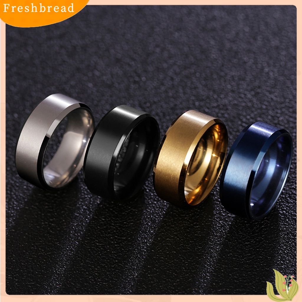 &lt; Freshbread &gt; Lebar Anti Karat Pria Cincin Stainless Steel Sederhana Indah Pertunangan Cincin Fashion Perhiasan