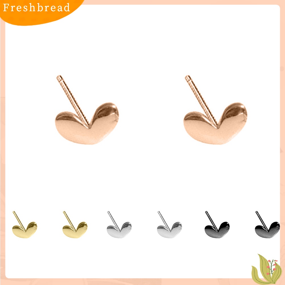 < Freshbread > Wanita Manis Perak Berlapis Mini Cinta Hati Stud Anting Perhiasan Hadiah Ulang Tahun