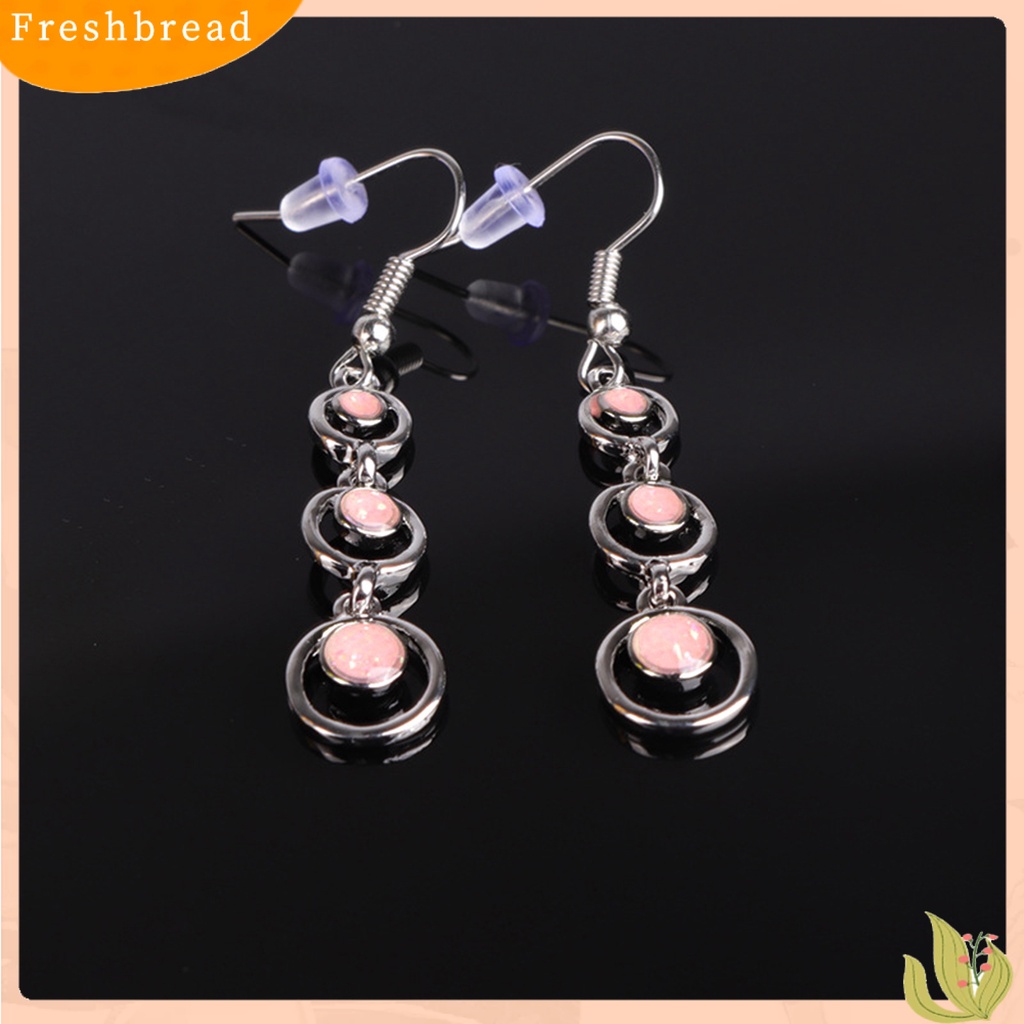 &lt; Freshbread &gt; 1pasang Anting Wanita Panjang Simetris Bulat Hoop Eye-catching Menjuntai Earrings Untuk Prom