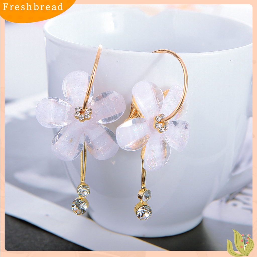 &lt; Freshbread &gt; 1pasang Anting Menjuntai Wanita Bunga Berlian Imitasi Halus Anting Drop Individu Untuk Hadiah