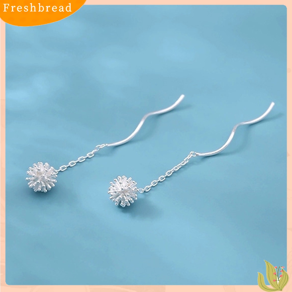 &lt; Freshbread &gt; 1pasang Anting Bunga Ladies Menarik Hias Anting Dandelion Menjuntai Panjang Untuk Kehidupan Sehari-Hari