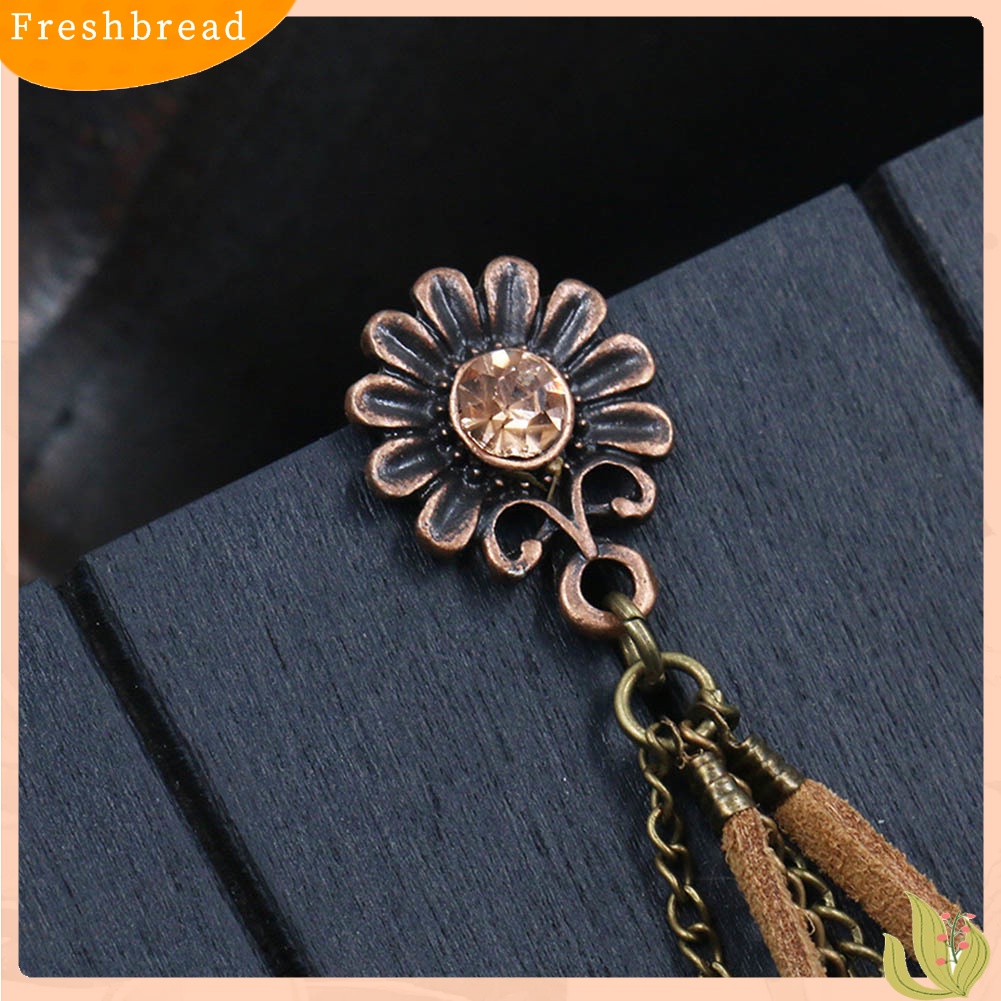 &lt; Freshbread &gt; Wanita Boho Bunga Matahari Shell Ox Tanduk Rumbai Menjuntai Anting Eardrop Perhiasan Hadiah