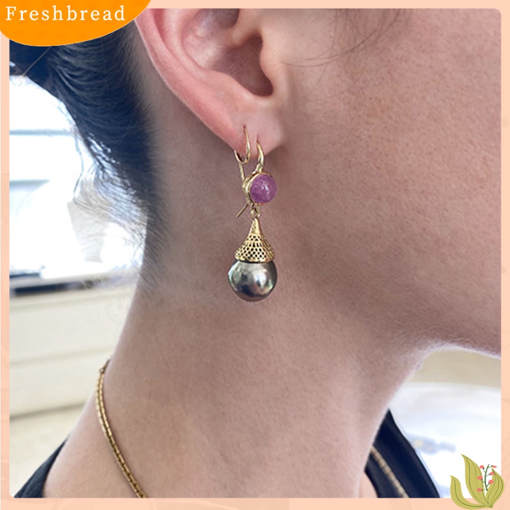 &lt; Freshbread &gt; 1pasang Wanita Drop Earrings High-end Simetris Transparan Bentuk Tetesan Air Retro Menjuntai Anting Perhiasan Pernikahan