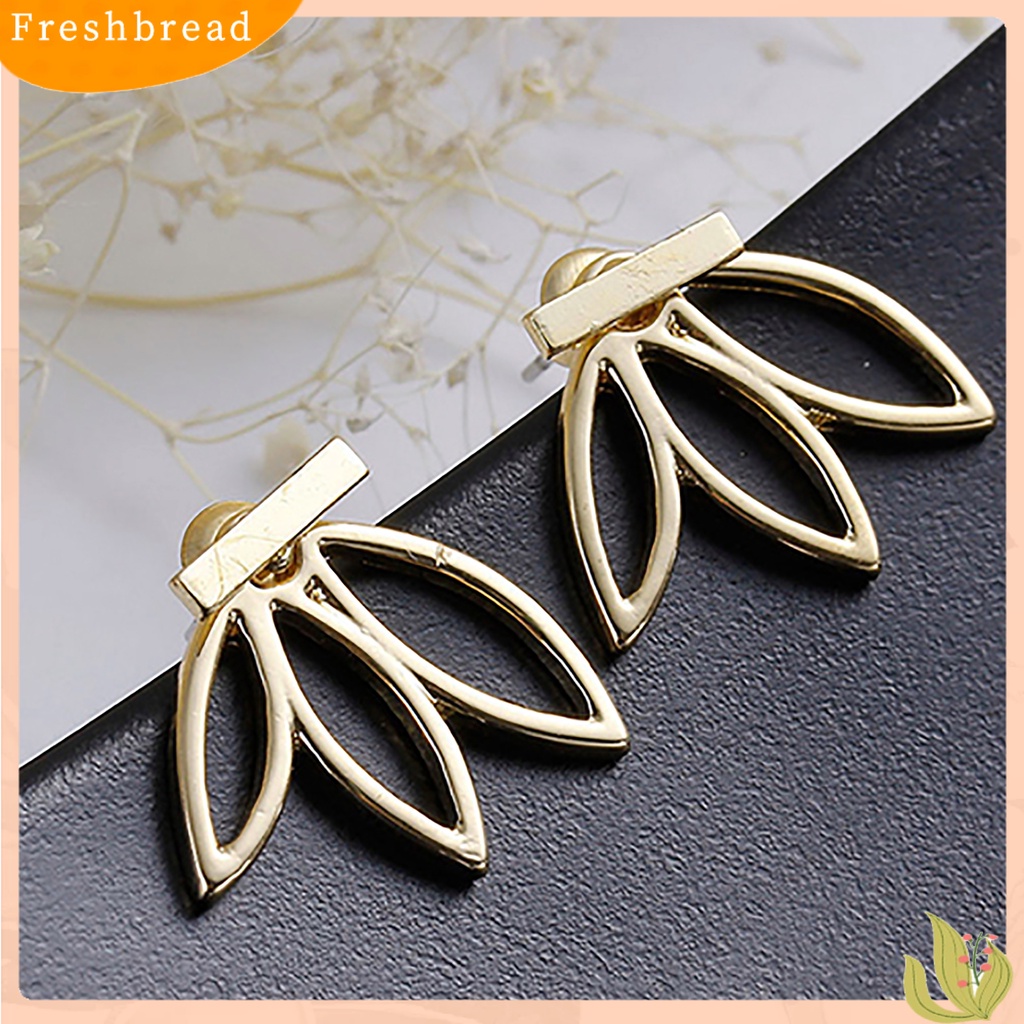 &lt; Freshbread &gt; 1pasang Fashion Wanita Berongga Bentuk Lotus Anting Stud Telinga Dua Sisi Untuk Pesta Pernikahan Club